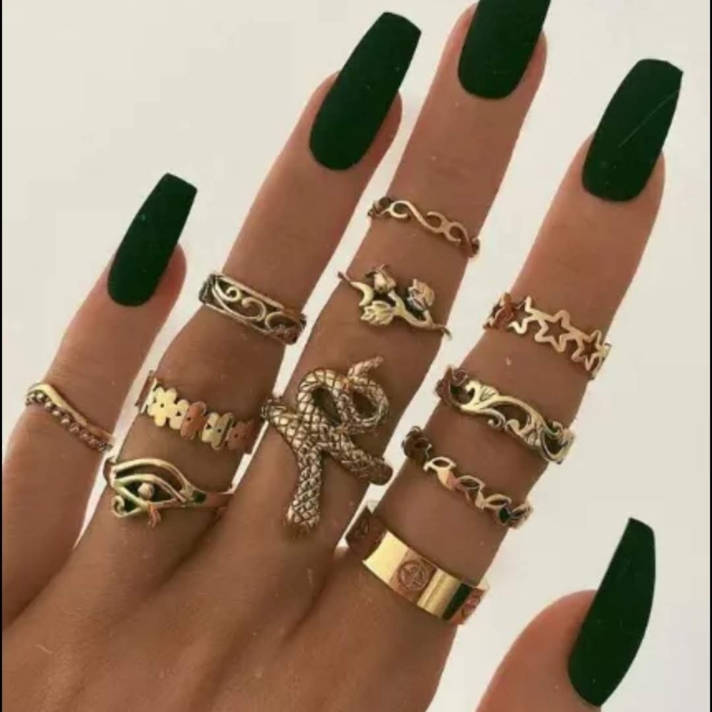 Boho assorted geometric midi rings 11 pcs